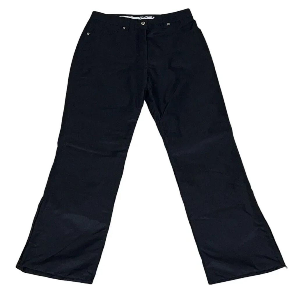 Fera Stretch Black Insulated Ski Pants Women’s 8L Zipper Bottom‎